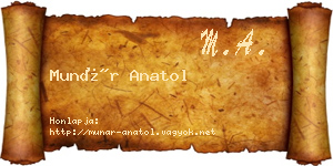 Munár Anatol névjegykártya